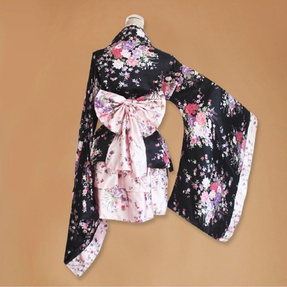 Women Halloween Costume Japanese Geisha Kimono Anime Girl Lolita Cosplay XS NWOT - Picture 4 of 6